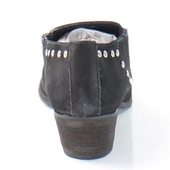 Black Leather Studded Kitten Heel Ankle Booties - Picture 7 of 7